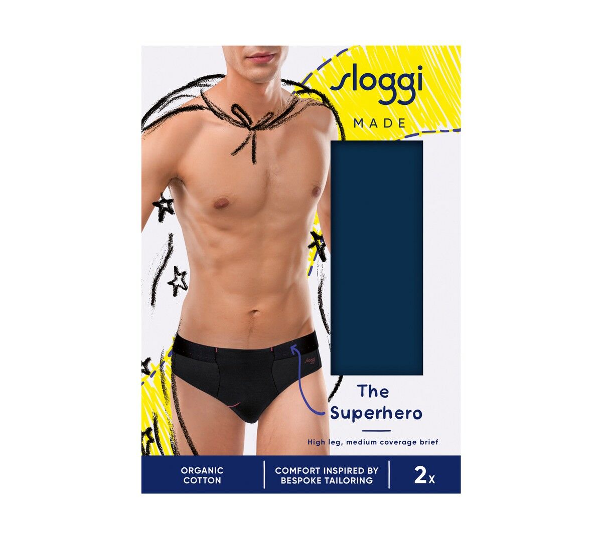 MEN Made Heren Midi The Superhero 2-Pack Blue Black