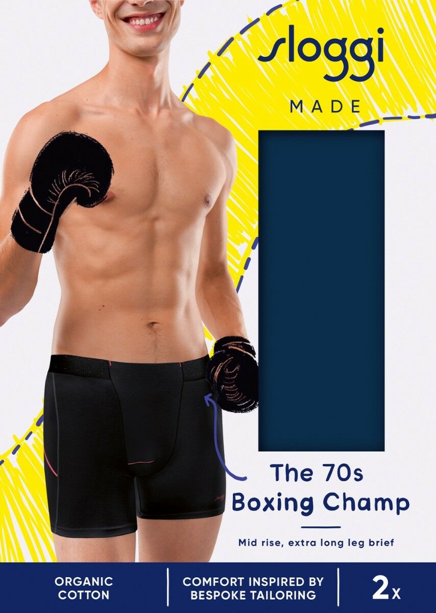 MEN Made Heren Short Boxing Champ 2-Pack Blue Black